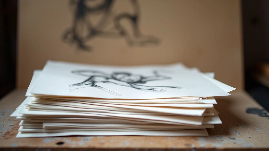 Multiple quick gesture sketches on paper showing different poses and movement lines